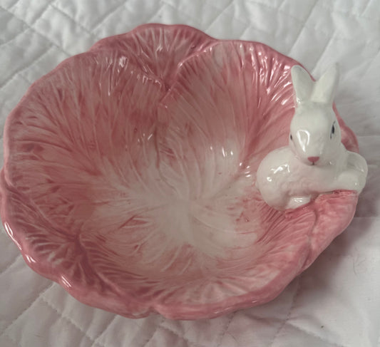 Pink Cabbage and Bunny Candy Dish