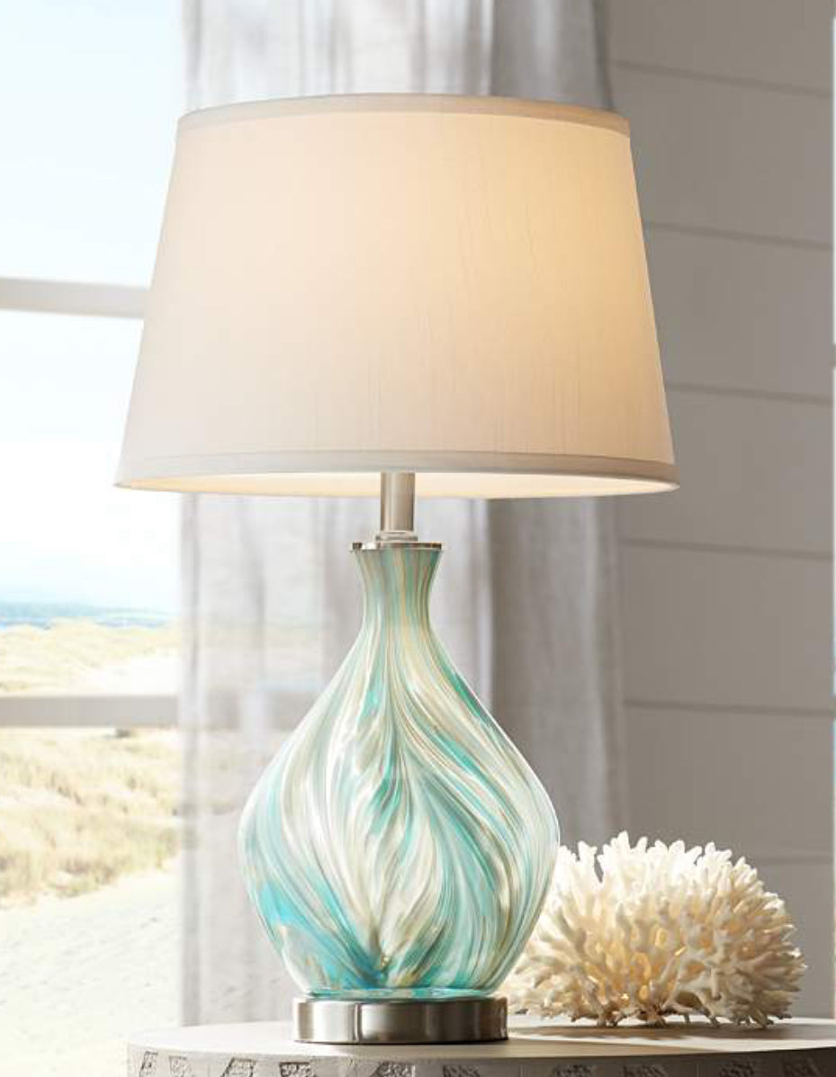 Blue/Gray Art Glass Lamp