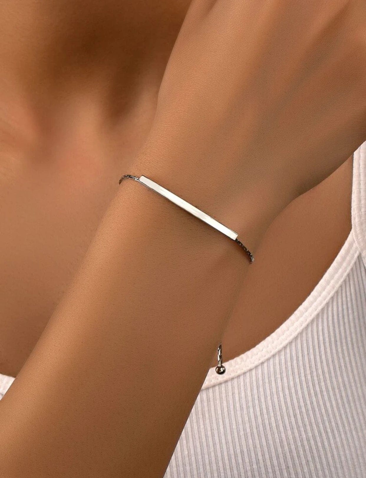 Simple Silver Bar Bracelet