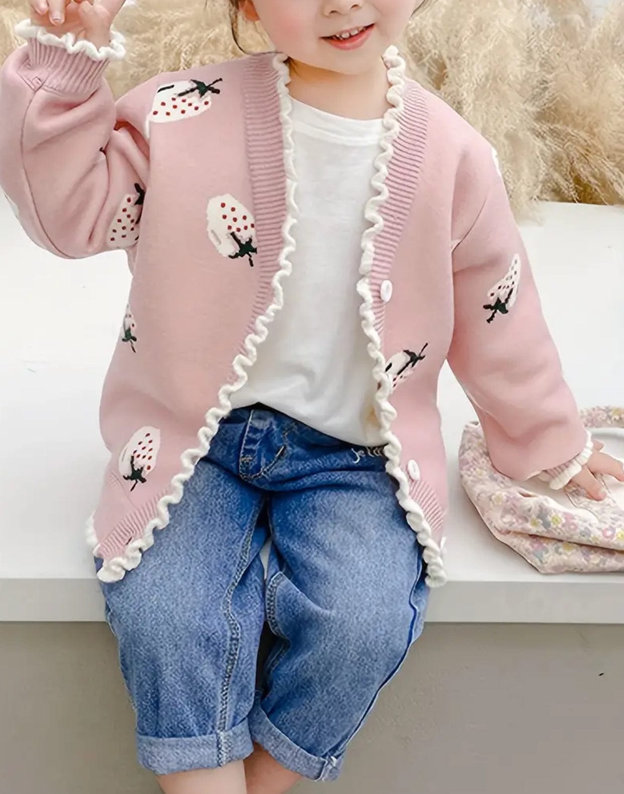 Strawberry Pattern Knit Cardigan