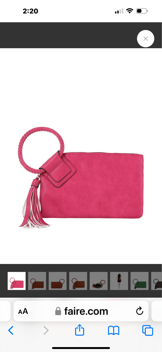 Braided Ring Wristlet Fushia