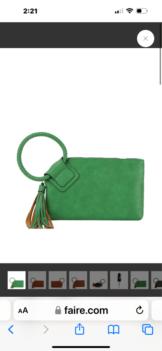 Braided Ring Wristlet Green