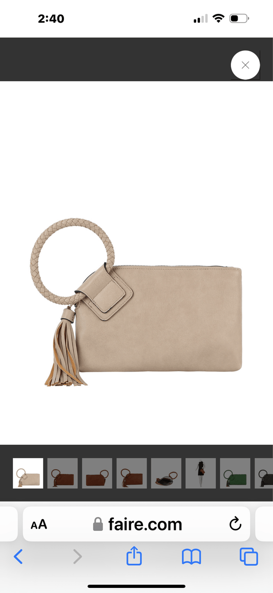Braided Ring Wristlet Taupe