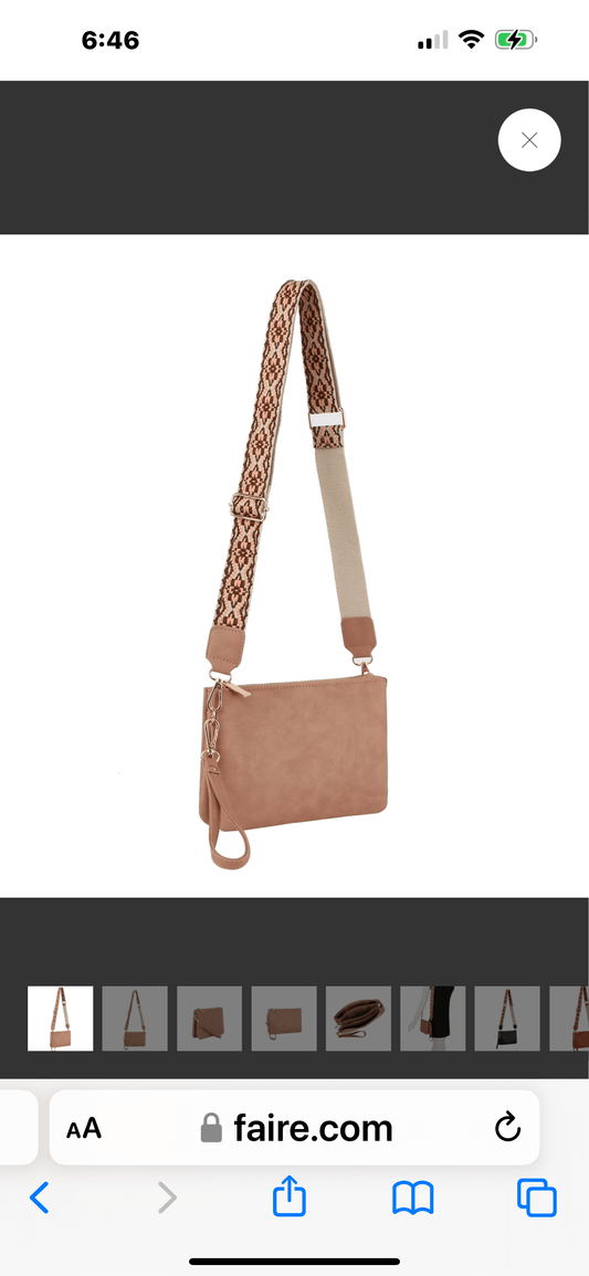 Small Guitar Strap Crossbody- Mauve