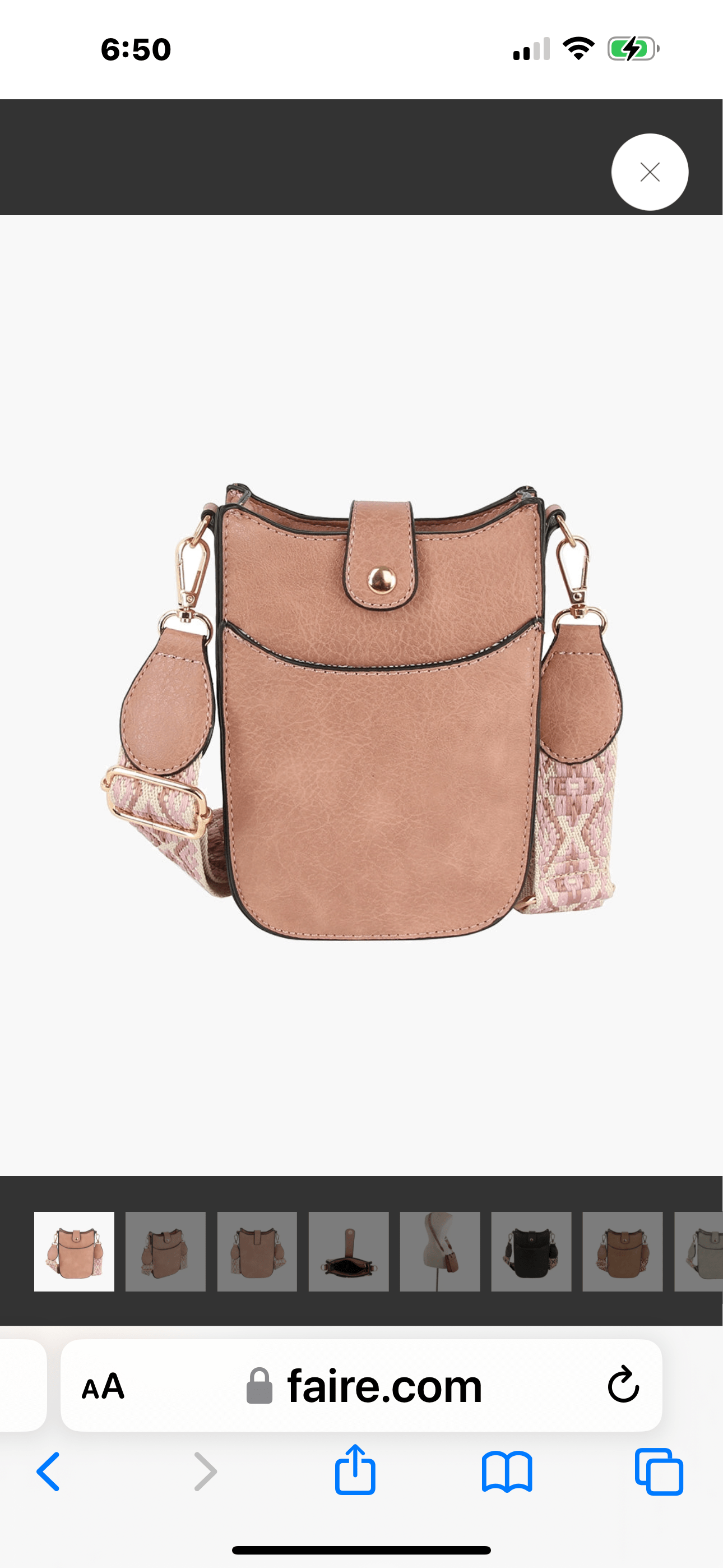 Small Shoulder Guitar Strap Purse Blush/Gold