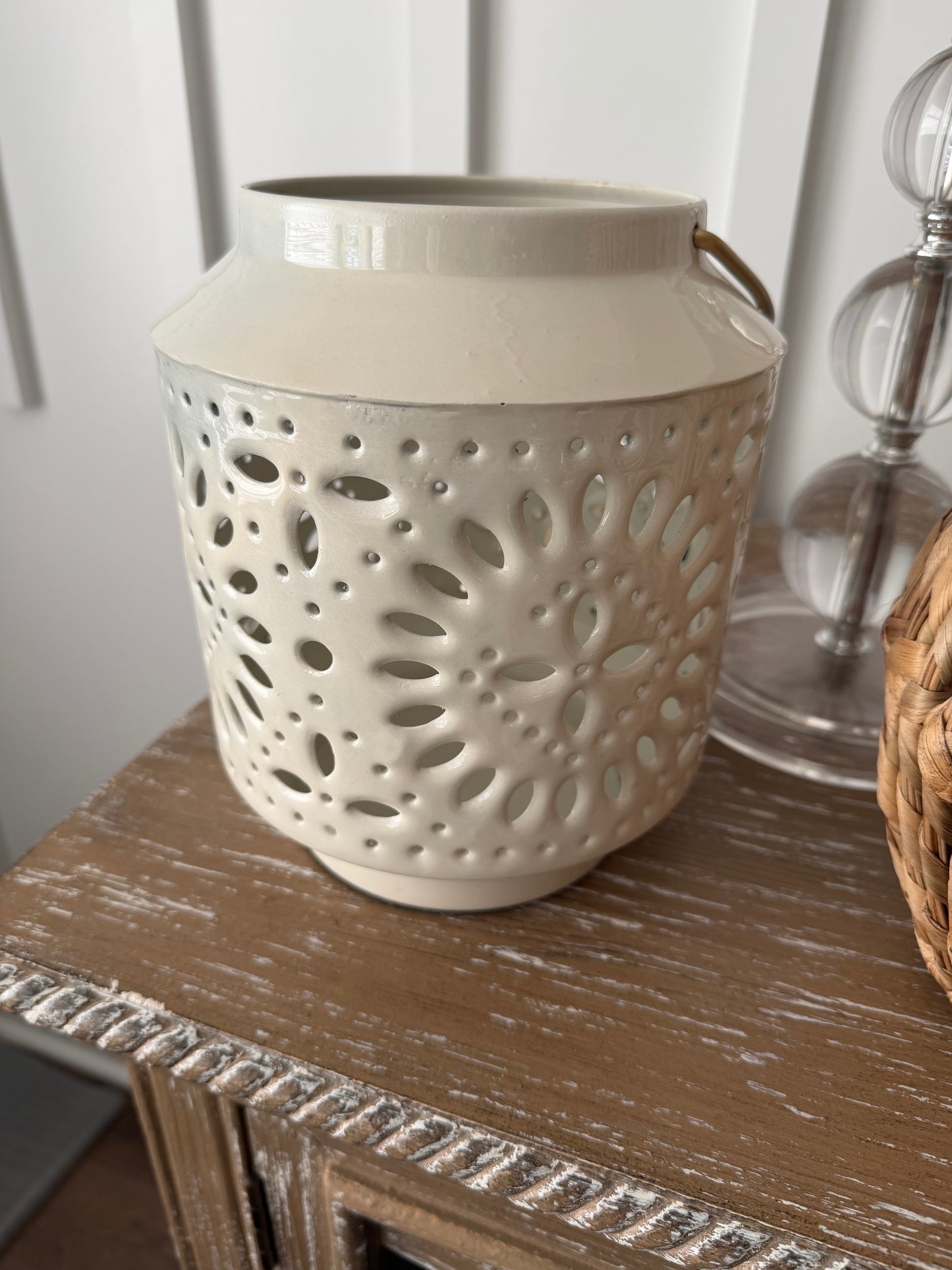 Metal with ceramic painted lantern
