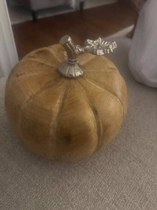 Wood and Pewter Pumpkin