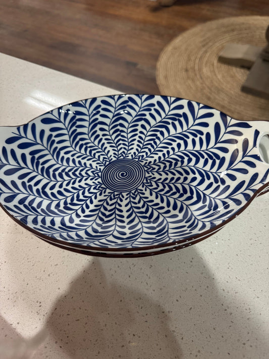 Ceramic China Small Serving Dish with Handles
