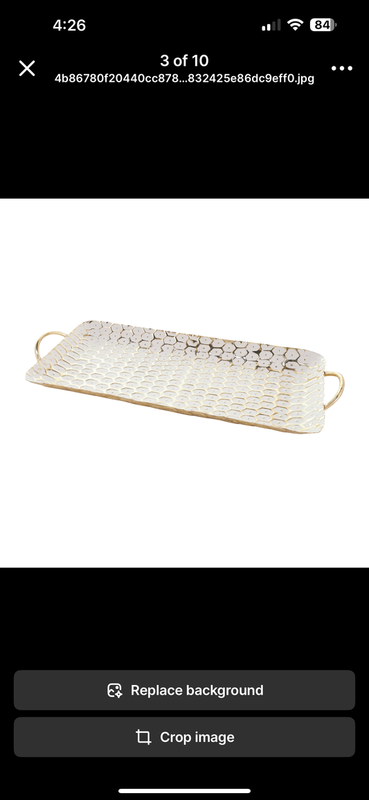 Meduim Gold and White Metal Tray