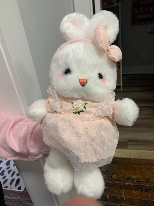 White Bunny with Pink Dress