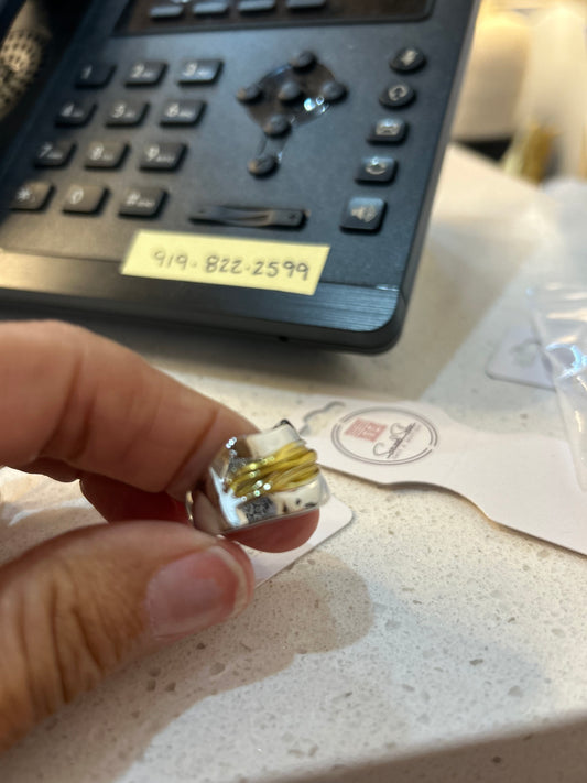 Silver ring w/golden accents