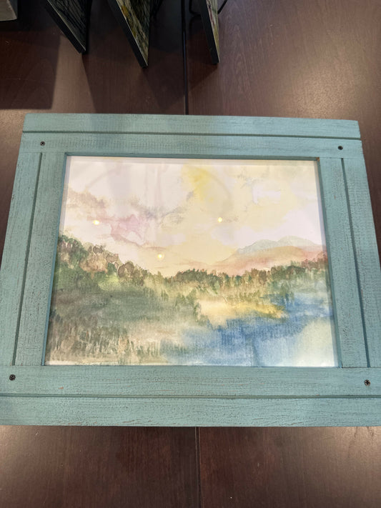 11x14 Print of Watercolor-framed Aqua Rustic