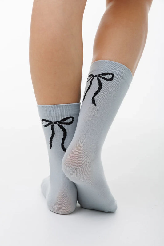 GRAY BOW SOCKS LIFE IS SOCKS