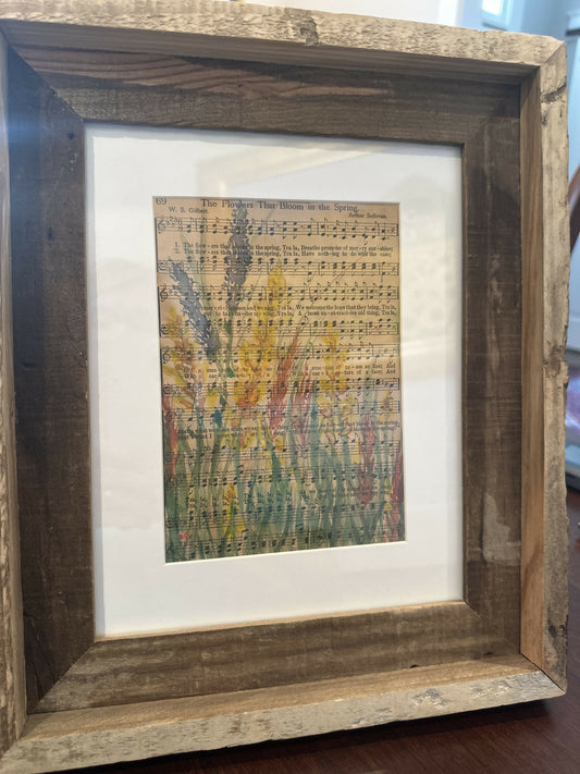 11x14 Hymn Original Watercolor- wood frame