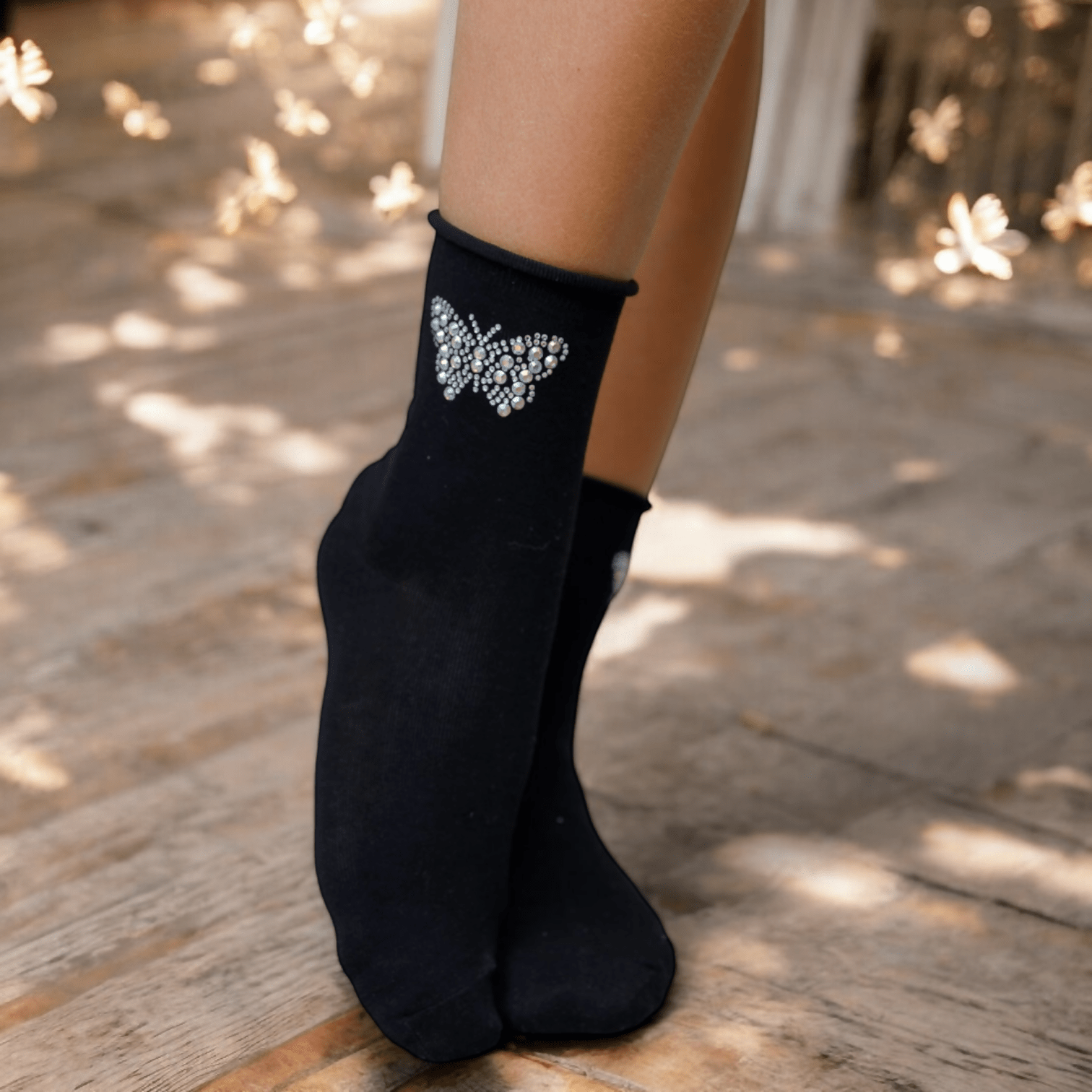 Black Butterfly Socks Life is Socks-Photoroom