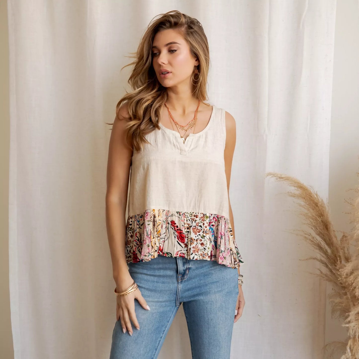 Enchanting Whimsy Overdyed Rayon Peasant Top with Embroidery
