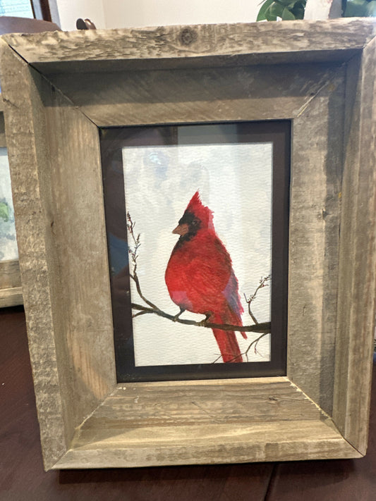 4x6 Watercolor/matted/framed 8x10 rustic “Big Red”