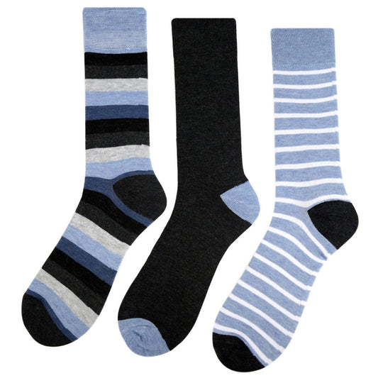 Mens Blue Gray 3 Pack Socks