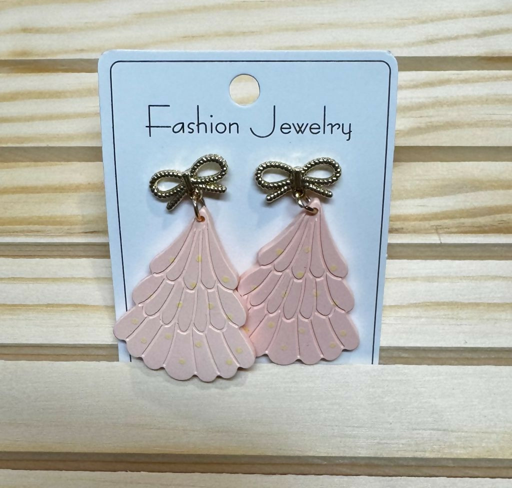 Pink/Gold Tree Earrings