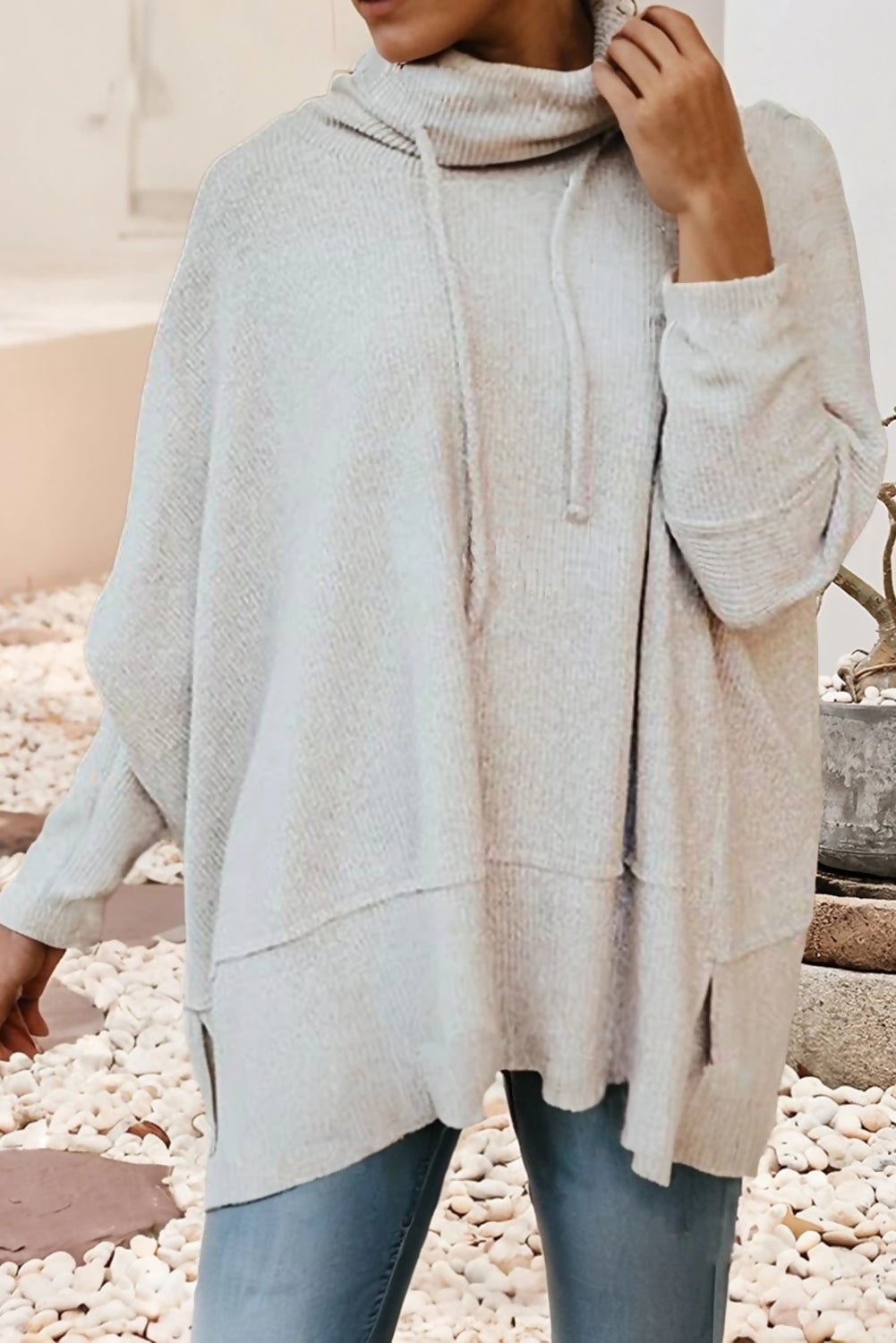 Gray Cowl Neck with Draw string