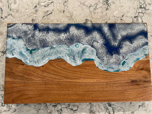 Teak Wave BL/G Tray w/ Ft 18 x 10