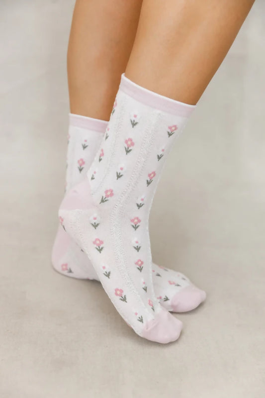 Pink Floral Frill Socks Life is Socks