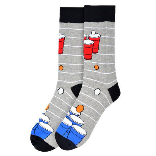 Mens Beer Pong Socks Red Cup Life is Socks Mens Crew Socks