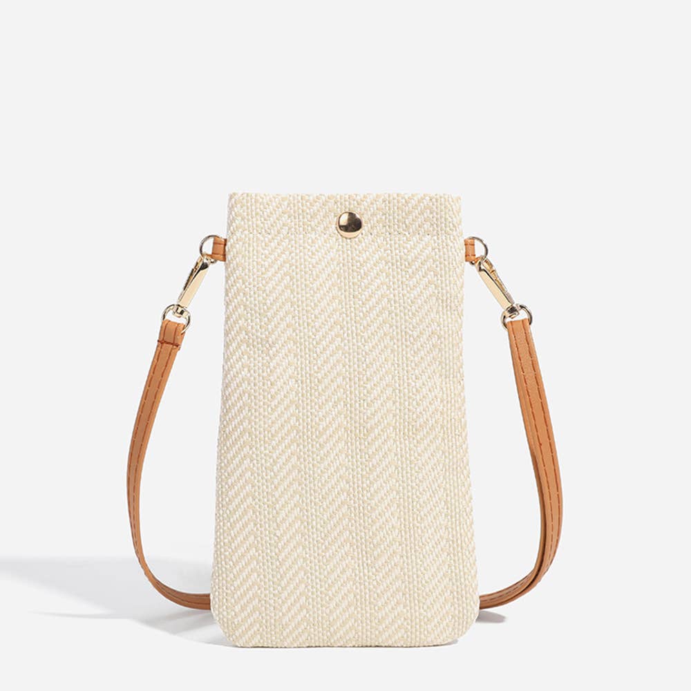 Straw Vertical Mobile Phone Bag And Coin Purse