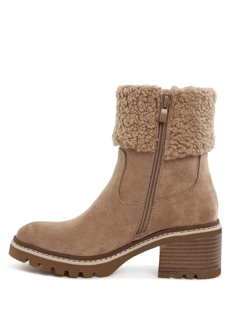 Woolly Faux Fur & Embroidery Detail Boots