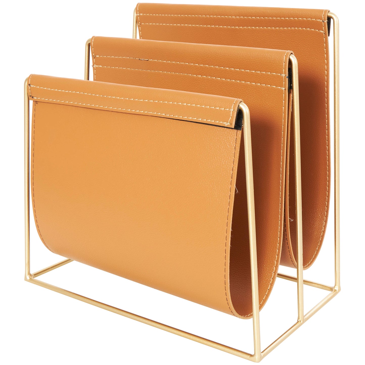 Modern Orange Leather Magazine Holder