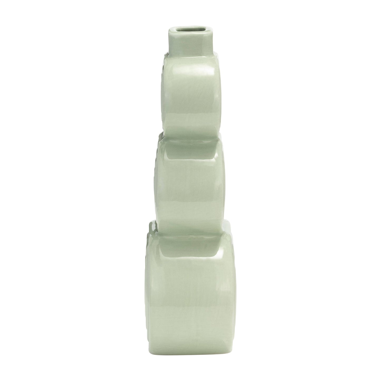 Ceramic Creative Stacked Circles Floral Vase - Green, 12 in.