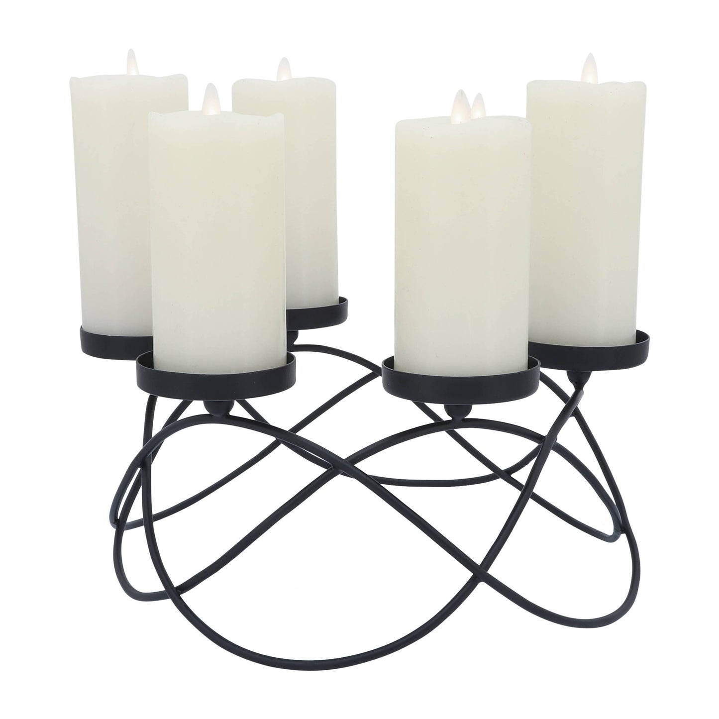 Metal Curved 6 Round Platforms Candle Holder - Black, 6 in.