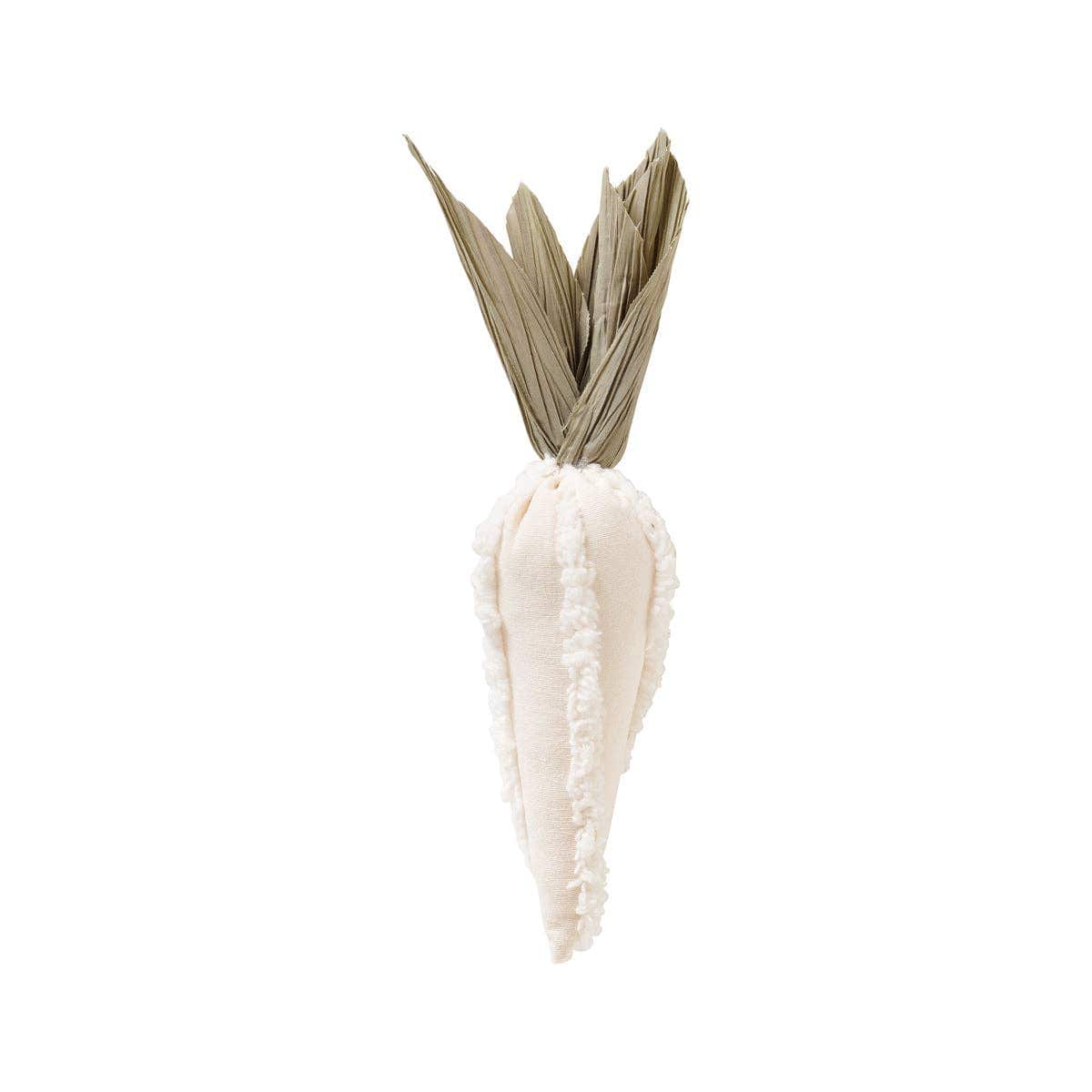 White Fuzzy Stripes Easter Fabric Carrot