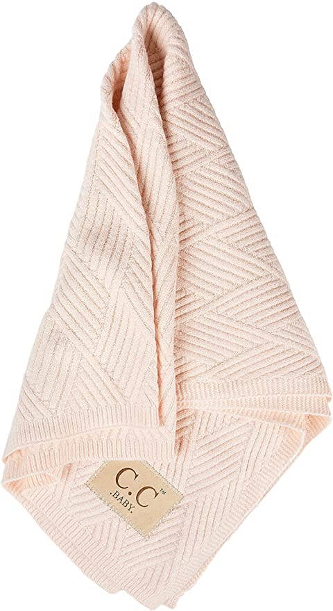 Baby Throw Blanket - Diagonal Basketweave (Beige)
