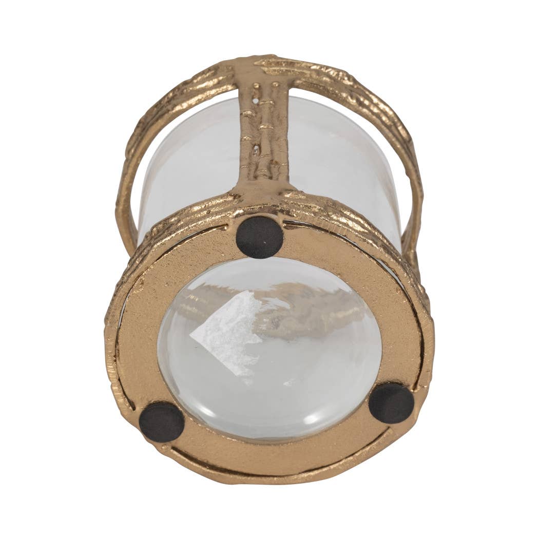 Metal Glass Modern Hurricane Candle Holder - Gold, 6 in.