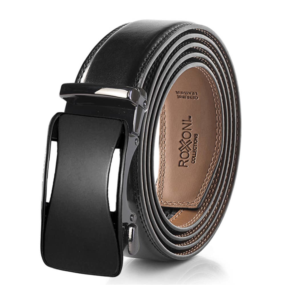 Men’s Genuine Leather Ratchet Belt with Automatic Buckle