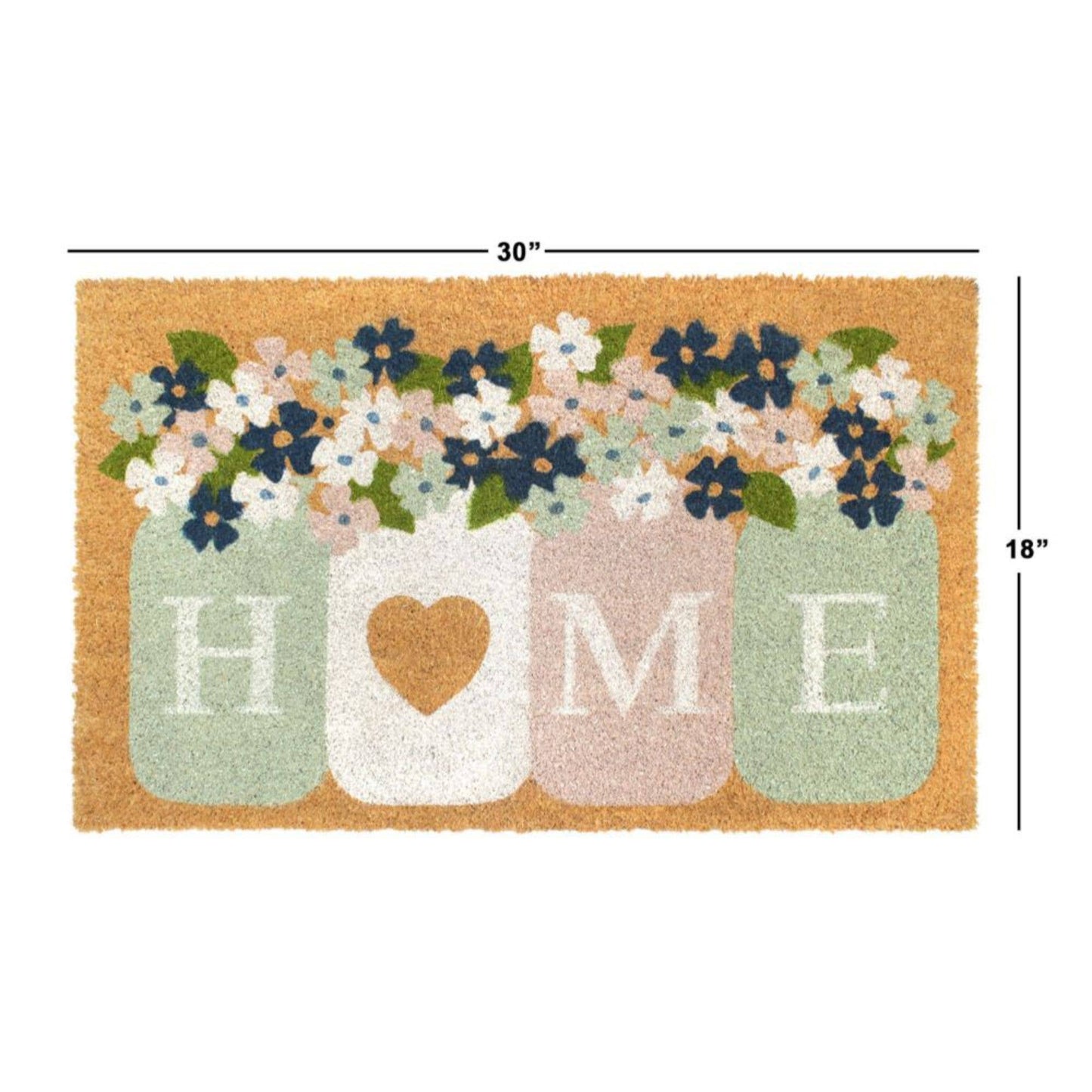 RugSmith Tufted Home Mason Jar Coir Doormat, 18" x 30"