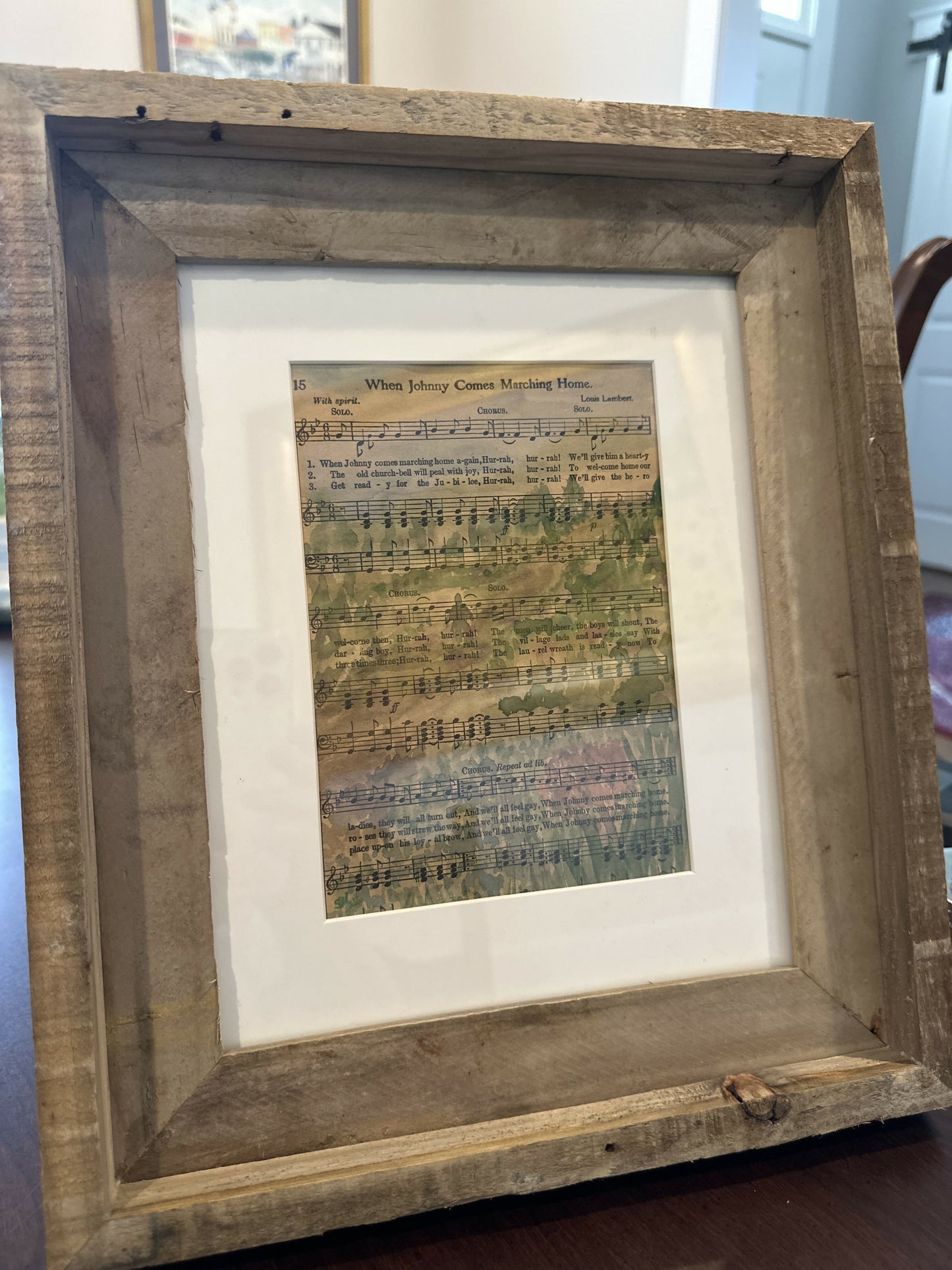 11x14 Hymn Wood Frame “When Johnny Comes Marching Home’