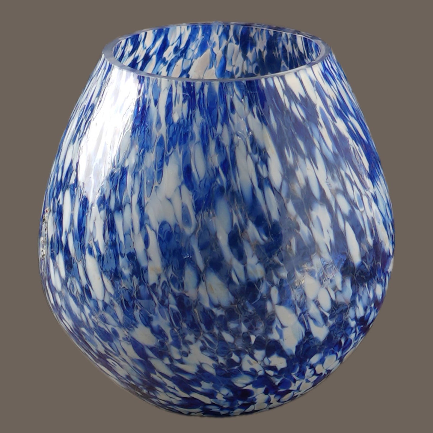 WHITE & BLUE SPLUTTER GLASS PGB VOTIVE HOLDER