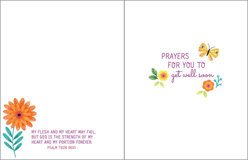 With Scripture Get Well Card - Butterfly and Stems