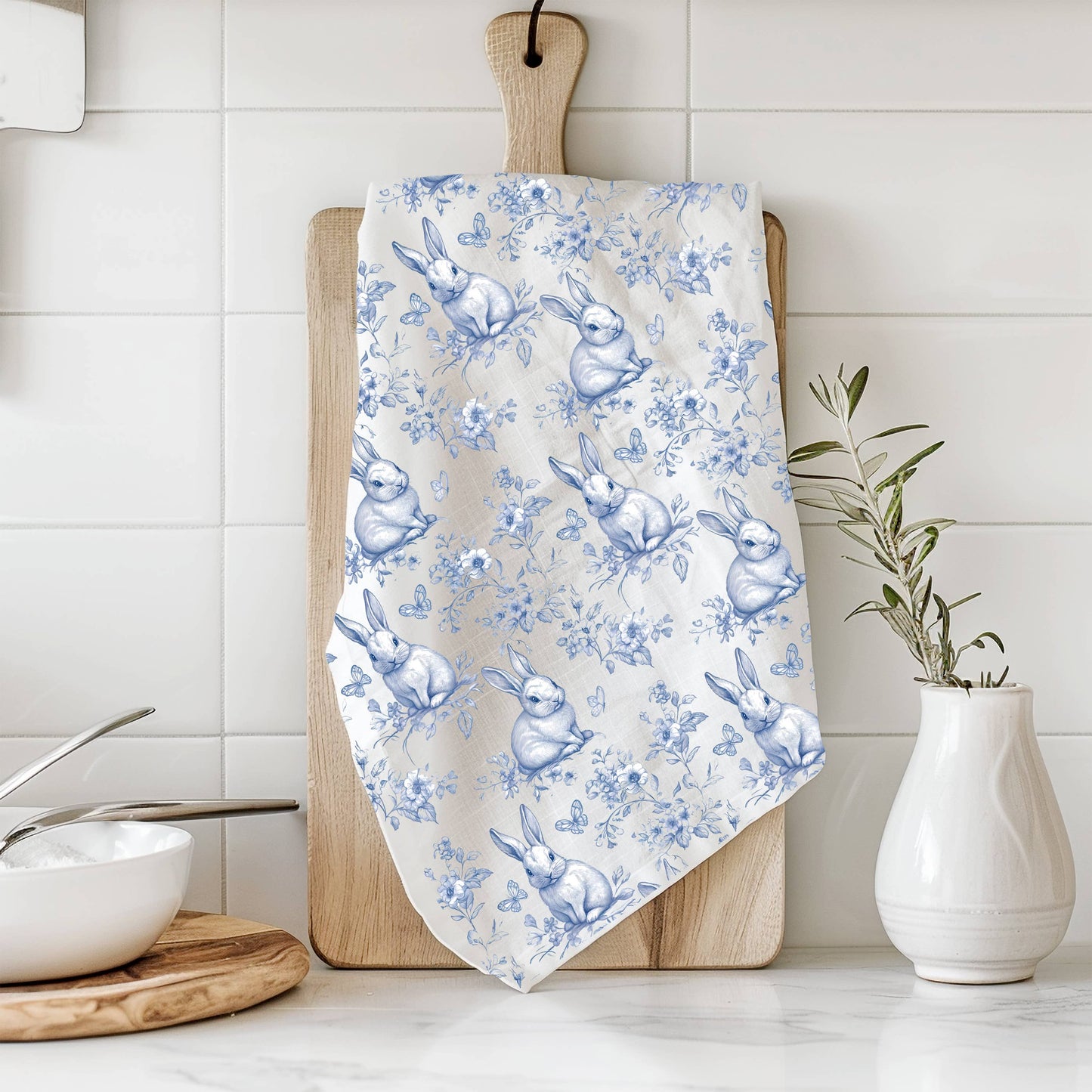 Bubblegum & Bow Pink Easter Bunny & Spring Kitchen Towels