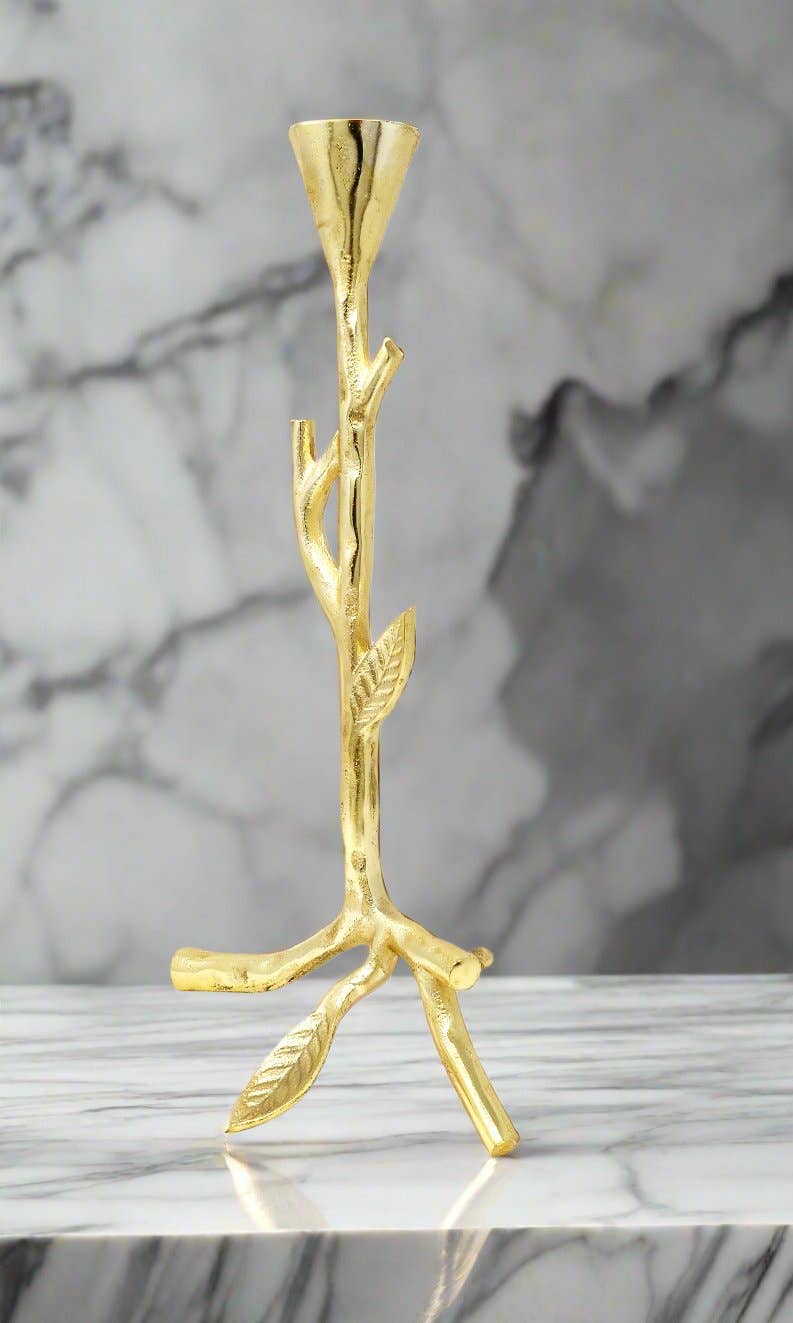 Gold Taper Candle Holders with Branch Design