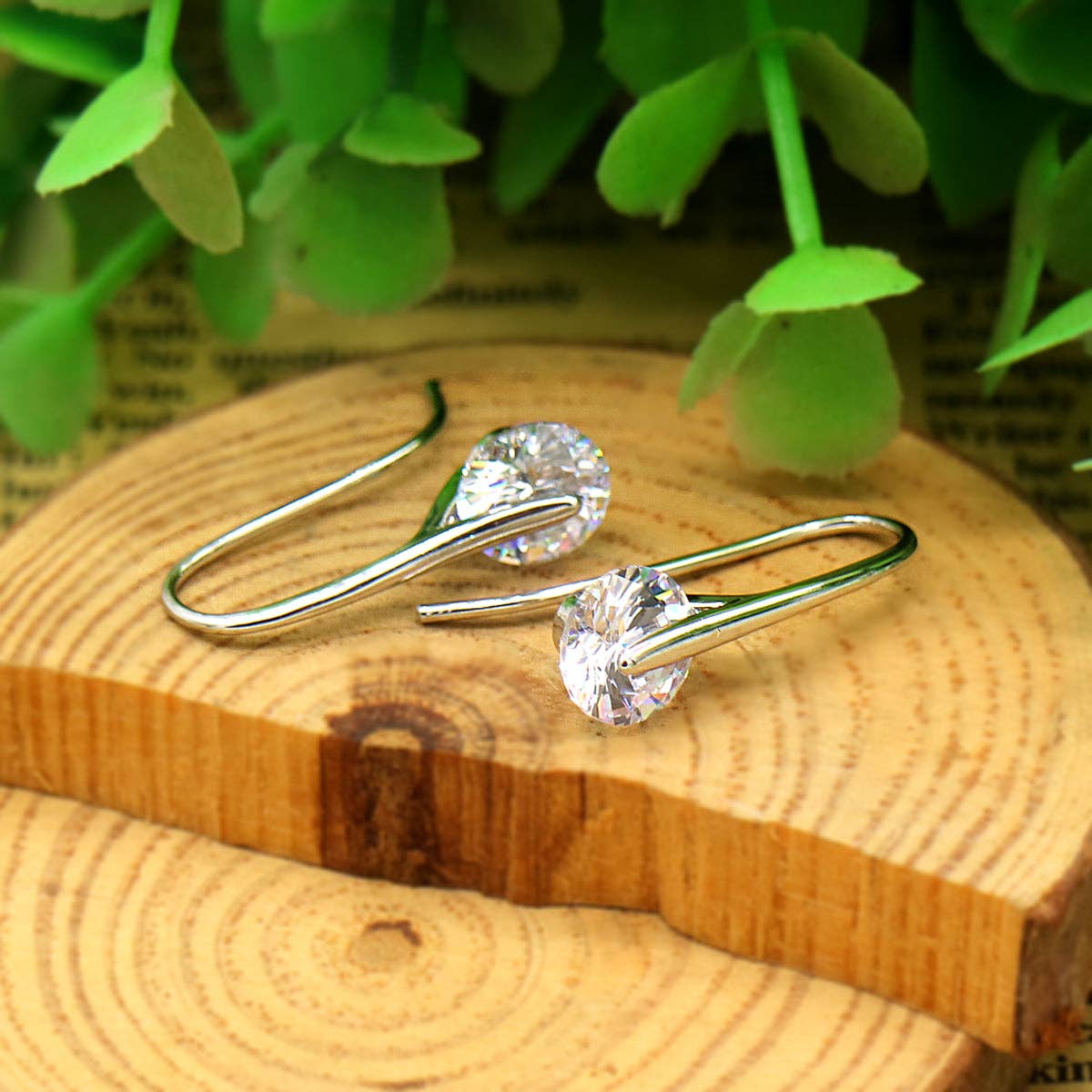 Sterling Silver Drop Earrings with Floating Swarovski Crystals