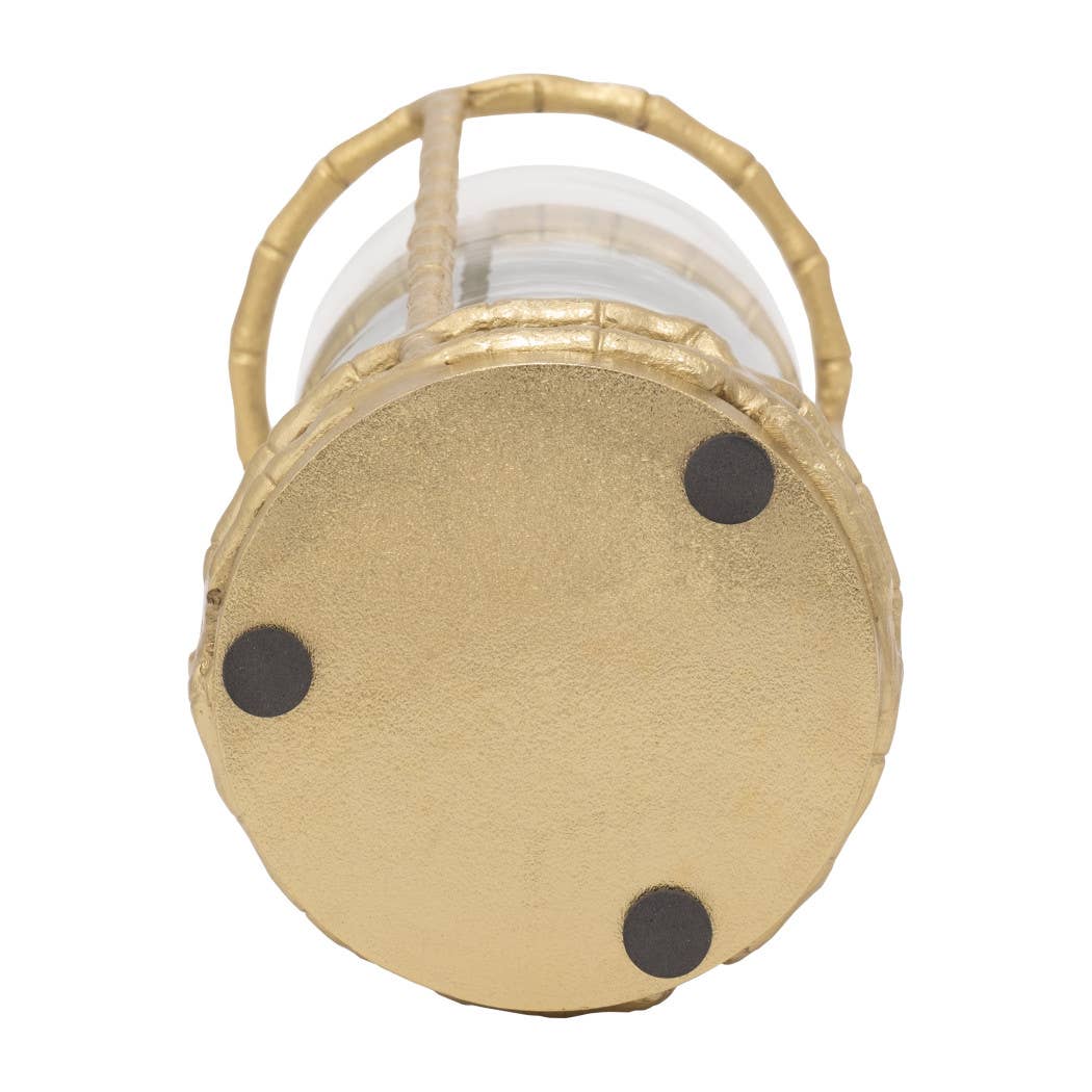 Metal Glass Modern Hurricane Candle Holder - Gold, 13 in.