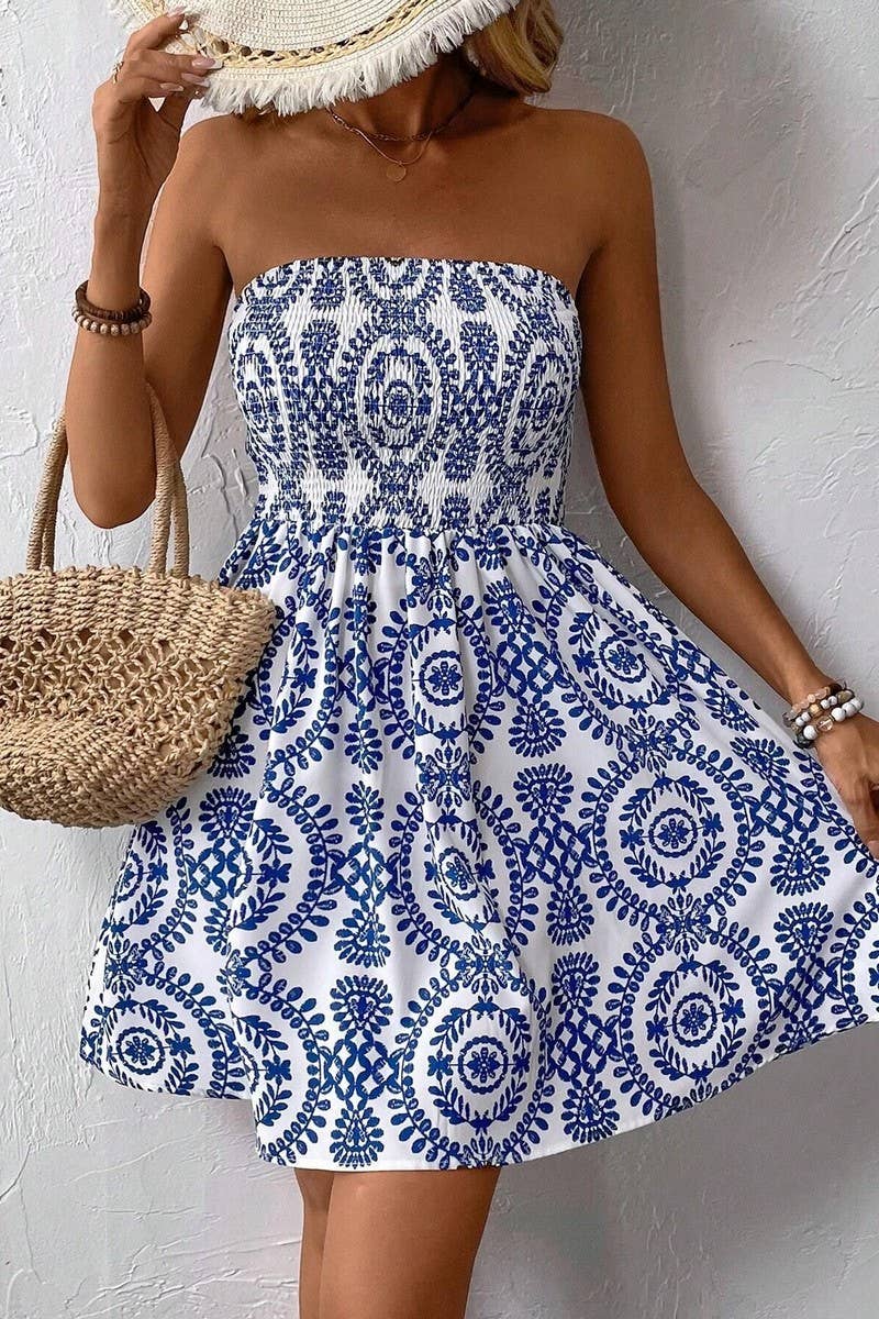 BLU PRINTED TUBE TOP DRESS