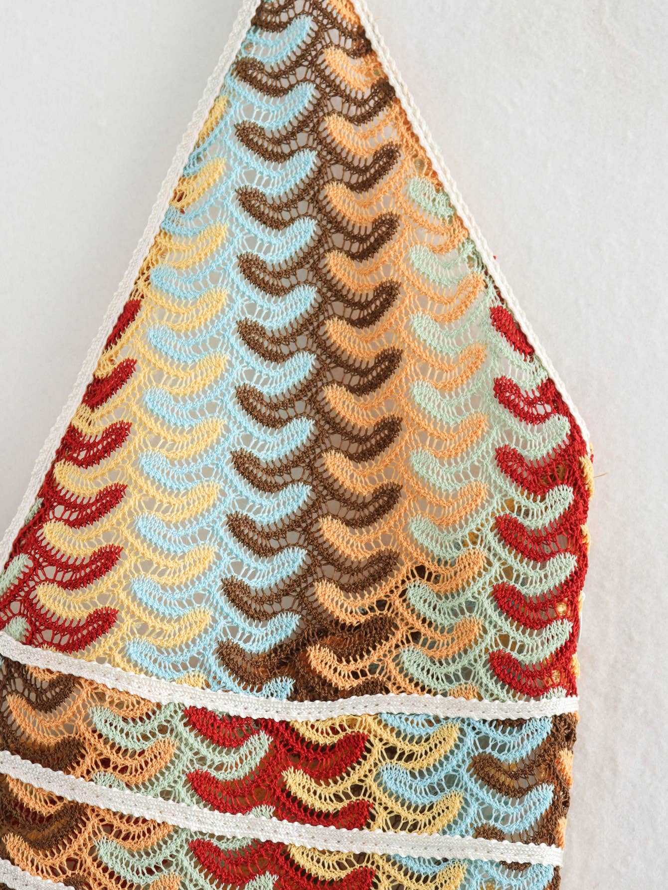 Summer Crocheted Colour-Blocked V-Neck Slip Dress