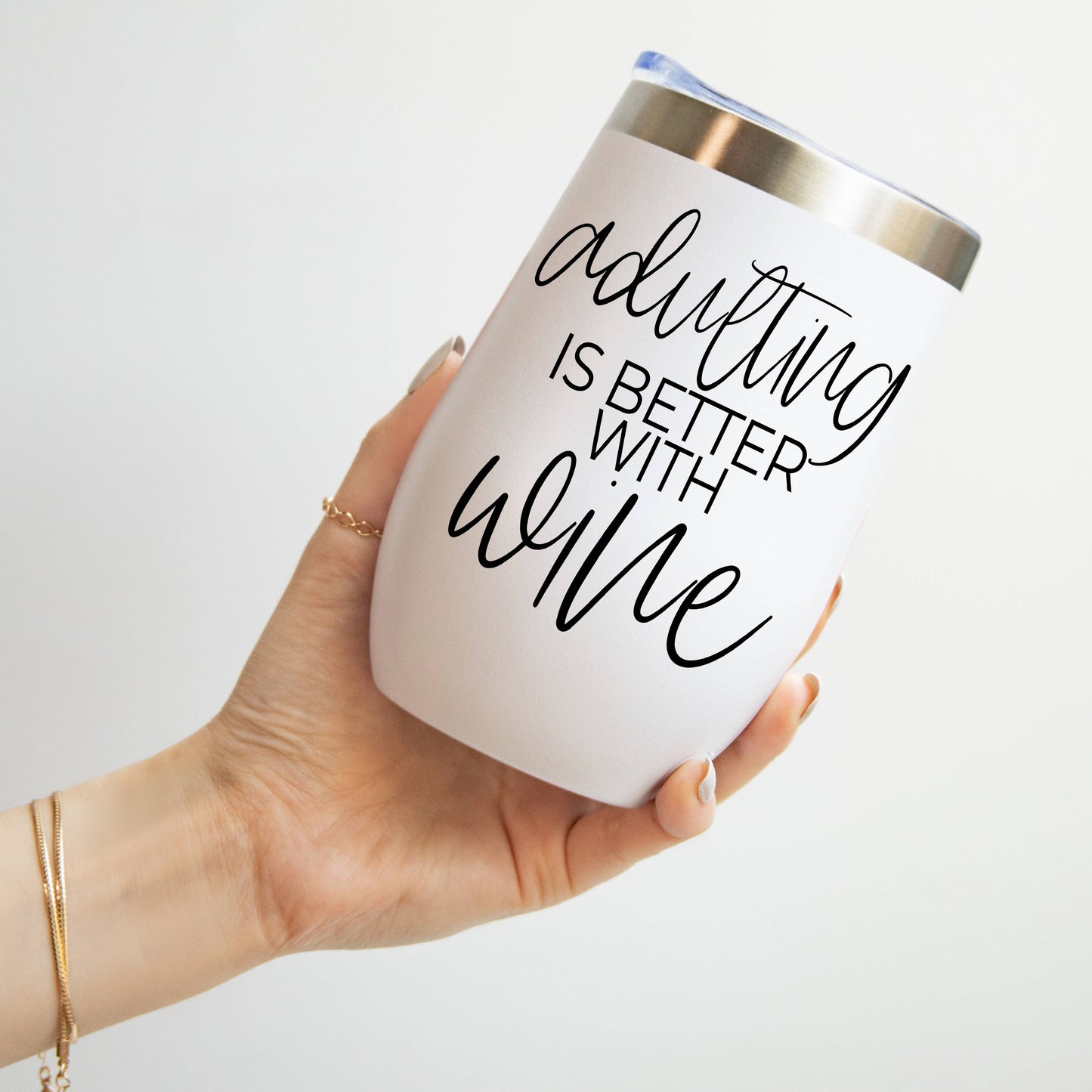 Wine Tumbler With Lid, 17oz Insulated Stainless Steel Cups