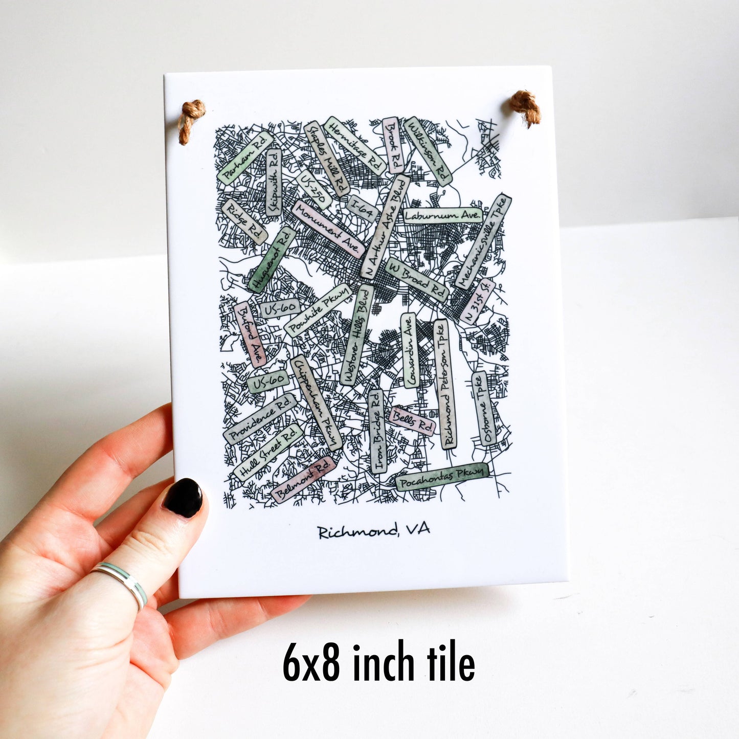 City Street Map Tile Sign - Rectangle - Custom Order