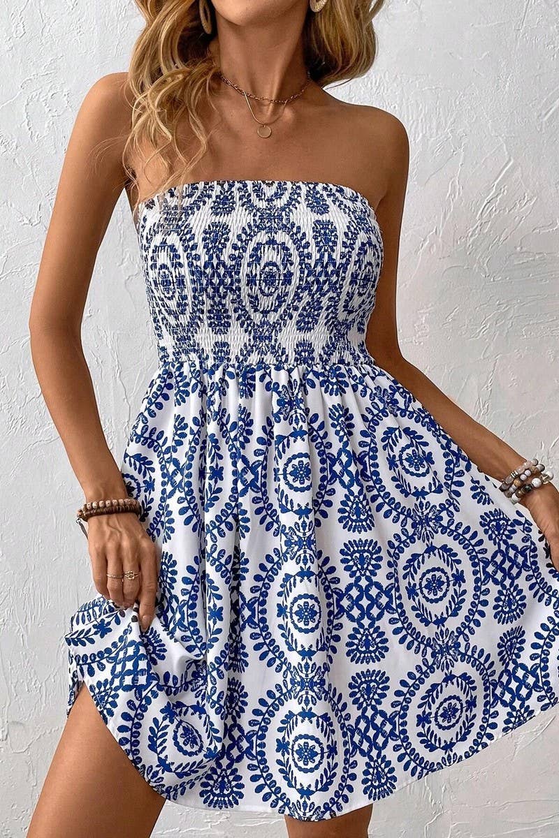 BLU PRINTED TUBE TOP DRESS