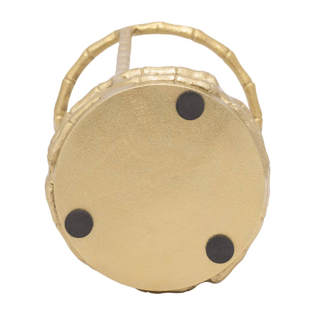 Hurricane Candle Holder - Gold Metal Cylinder Modern, 9 in.